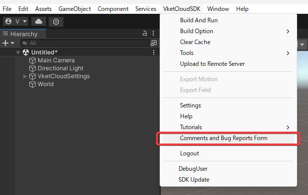 ご意見・バグ報告フォーム - Vket Cloud SDK Manual